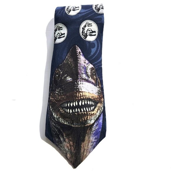 Vintage Jurassic Park Brachiosaur “Brontosaurus” Blue Neck Tie 100% Silk - Picture 7 of 7
